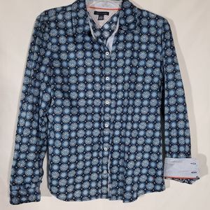 TOMMY HILFIGER NAVY BLUE ANCHOR & HELM GEOMETRIC LOGO BLUE LONG SLEEVE SHIRT